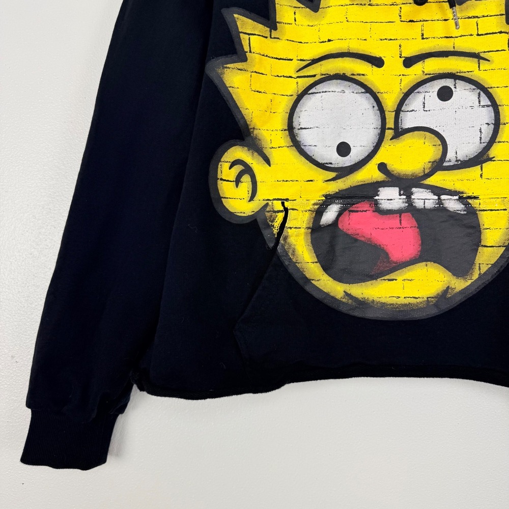 DNA MND GMZ Bart Simpson Graphic Hoodie M Black Cotton Boxy Cropped Streetwear - Picture 4 of 15